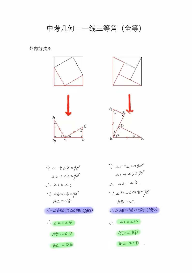 一线三等角模型证明图片