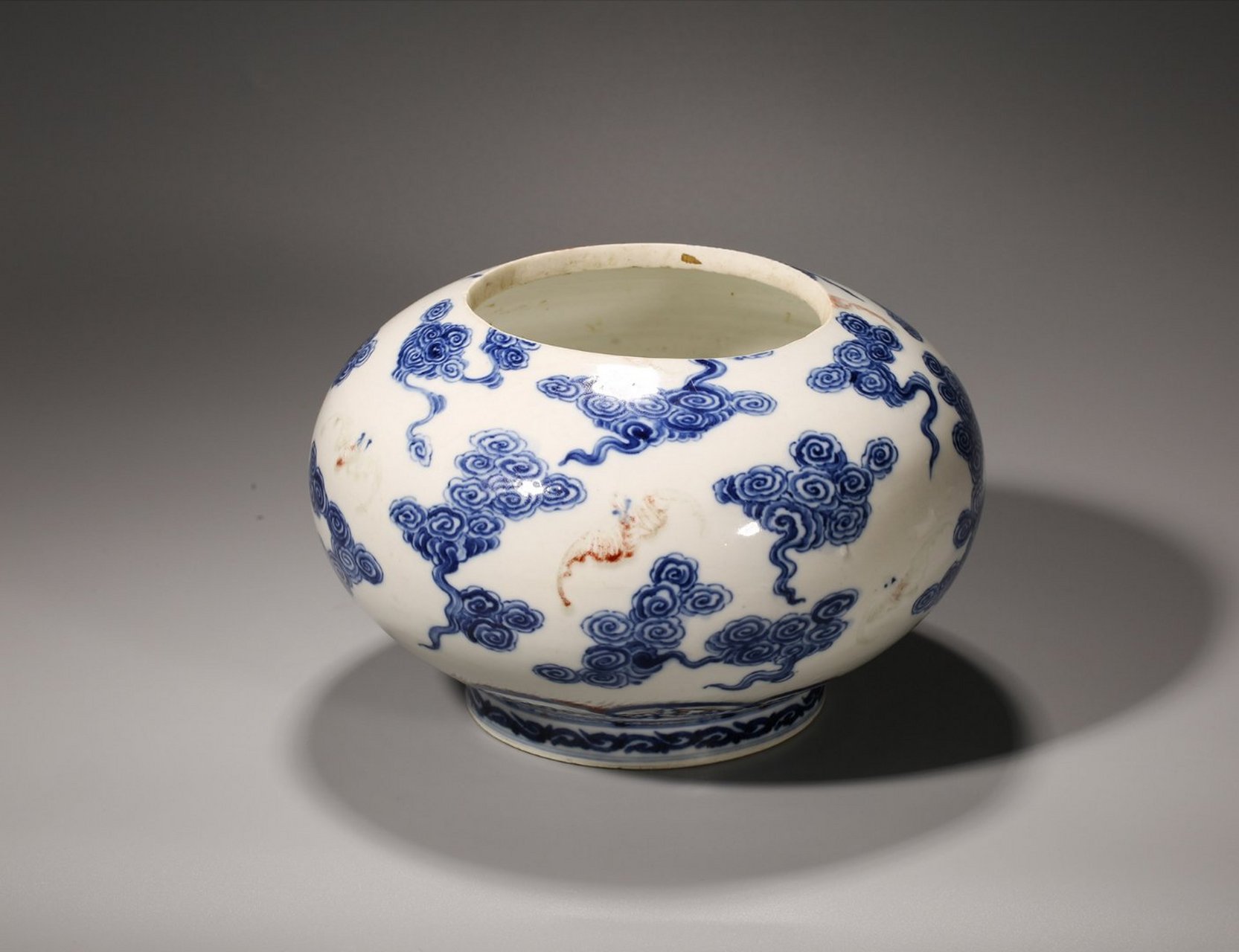 瓷器鉴赏# 清光绪·青花釉里红洪福齐天纹荸荠扁瓶,高17cm,荸荠扁瓶