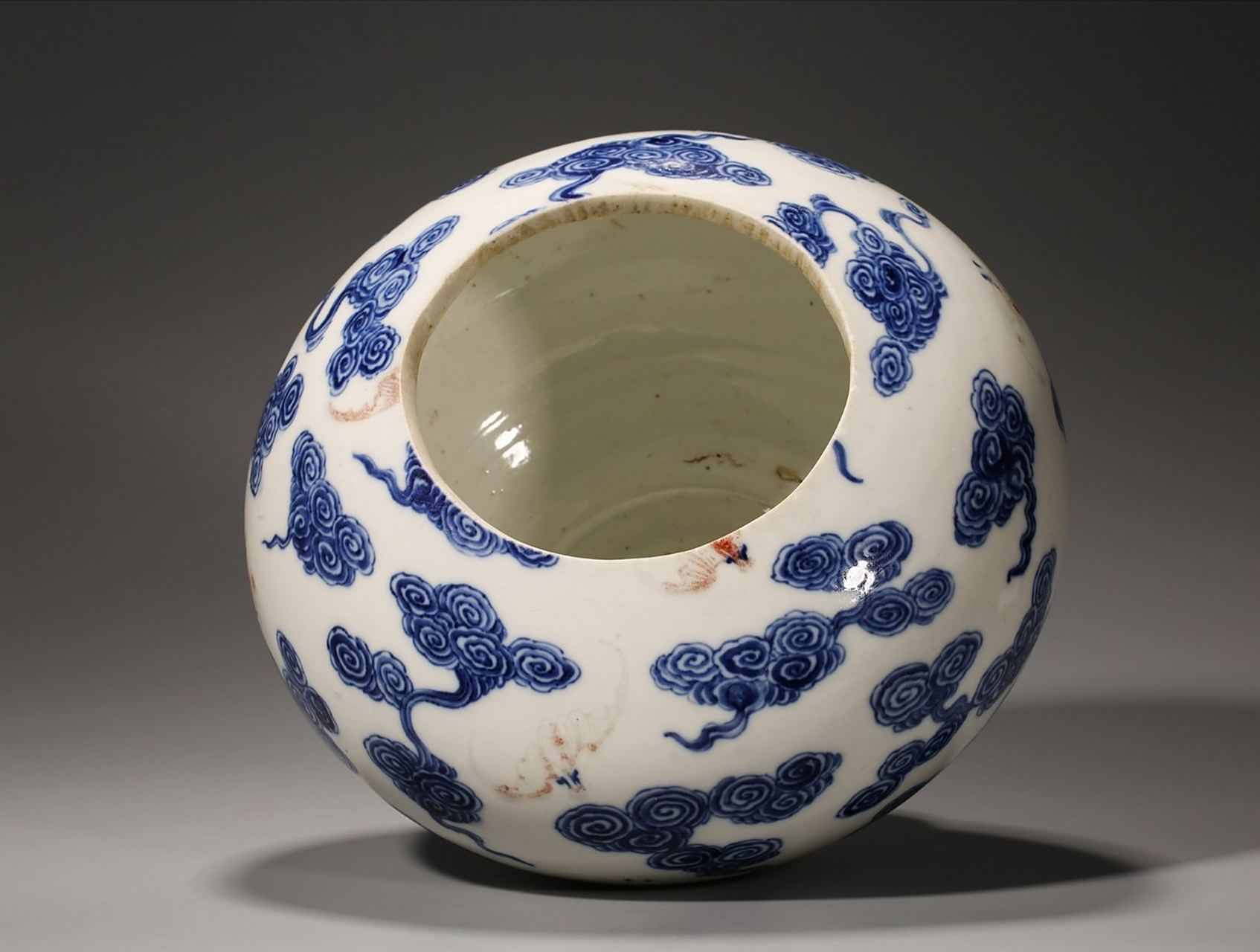 瓷器鉴赏# 清光绪·青花釉里红洪福齐天纹荸荠扁瓶,高17cm,荸荠扁瓶