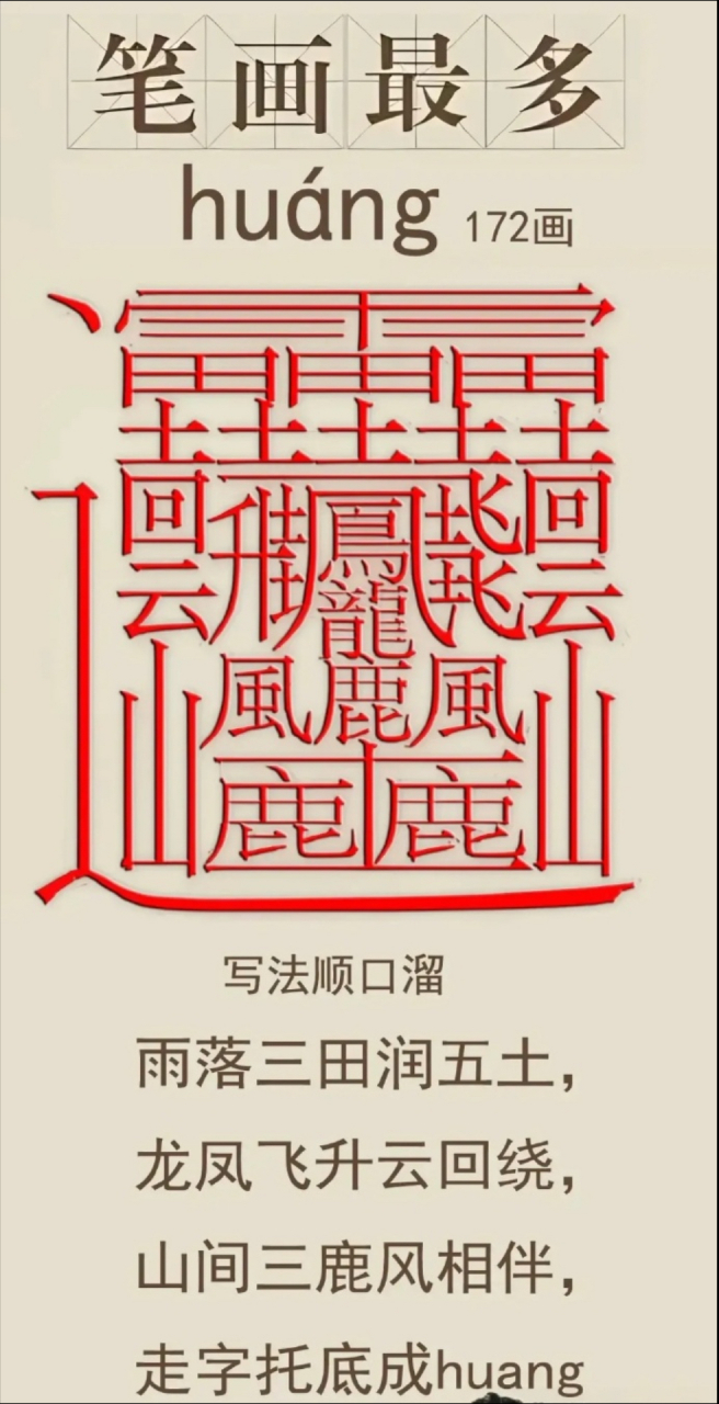 据说这是汉字中笔画最多的一个字,一共是172画.