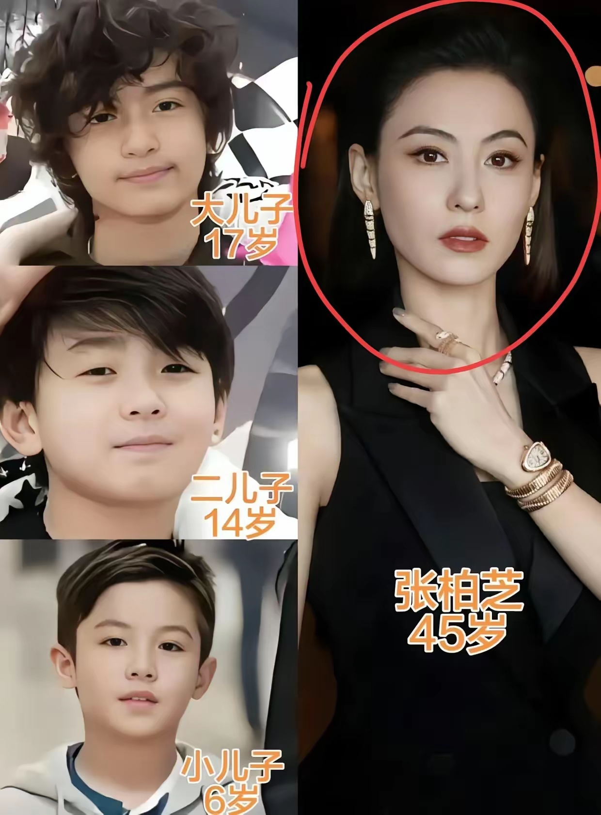 基因真的是个谜 张柏芝的三个儿子 一个比一个帅气,奇怪的是,二儿子