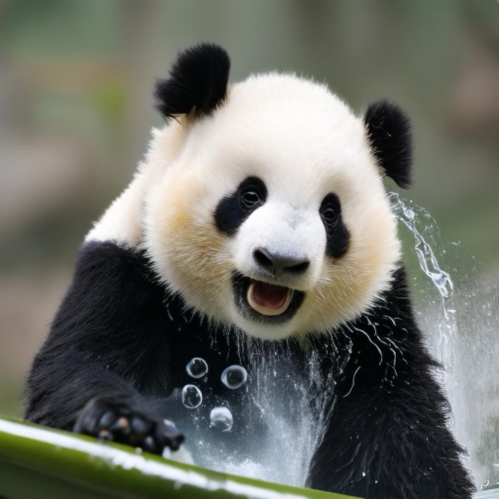 💦熊猫滚滚洗澡澡啦✨