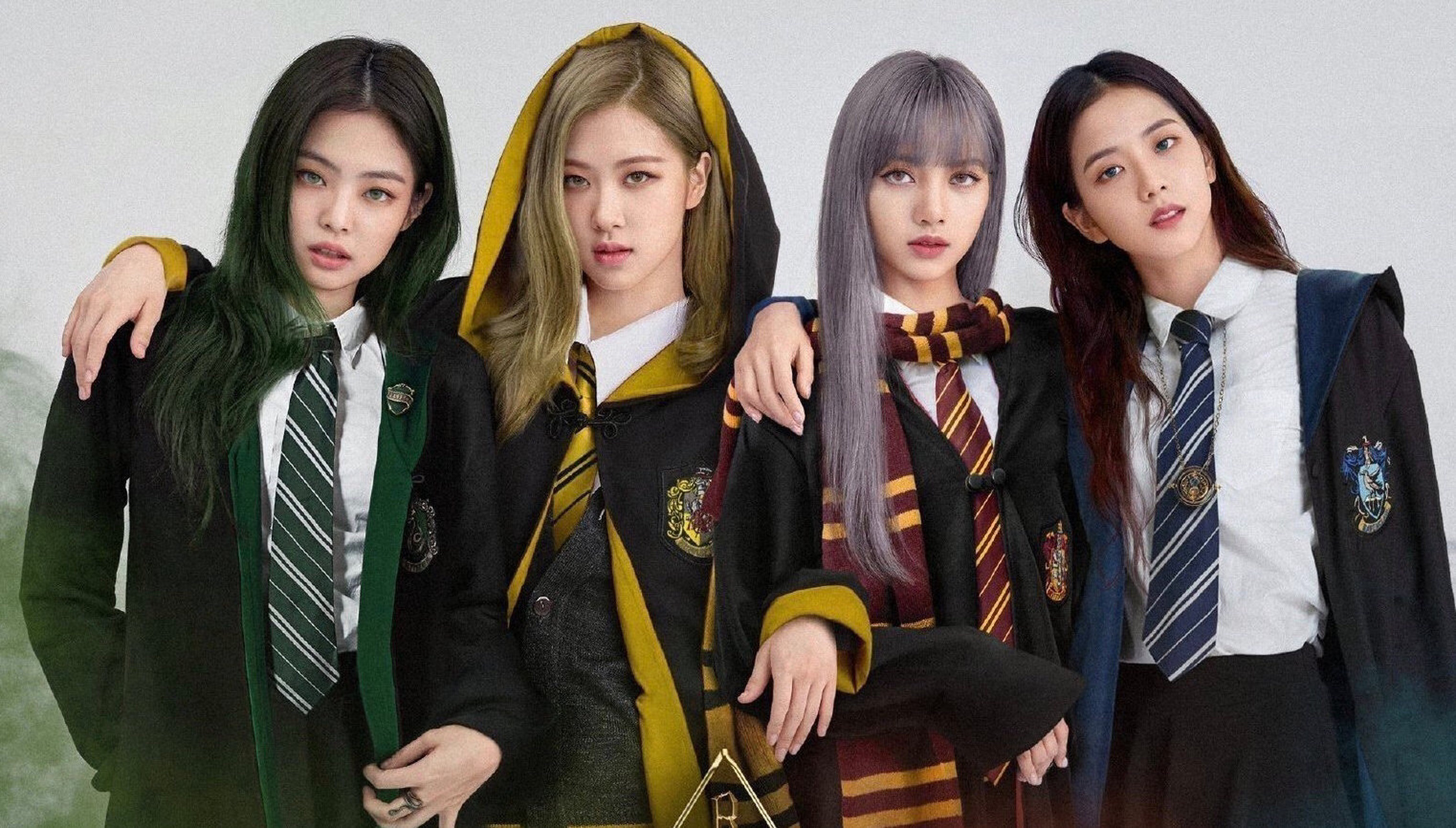 每日打卡# 粉墨jennie,lisa,金智秀,rose哈利波特学院风大片,品品