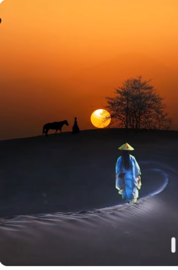 解释:上联以古道西风,瘦马行进的画面表达孤独与寂寥的情感,同时暗示