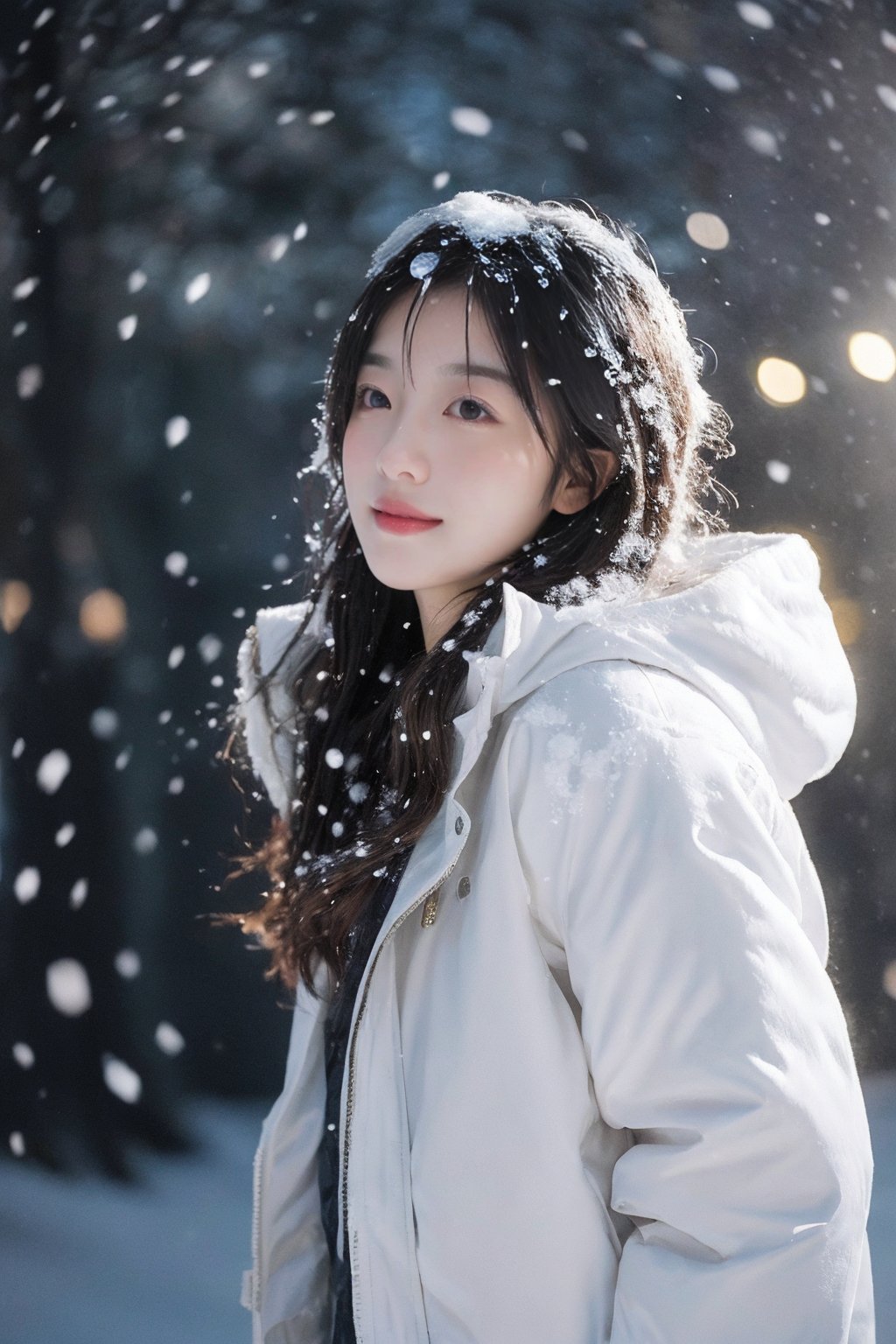 形容雪景里漂亮的美女图片