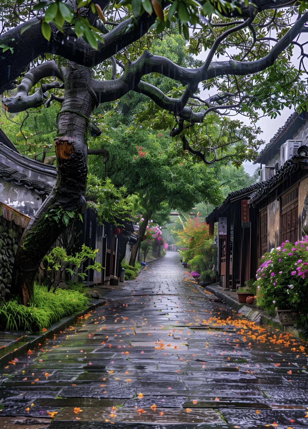 青石板上的江南雨图片图片