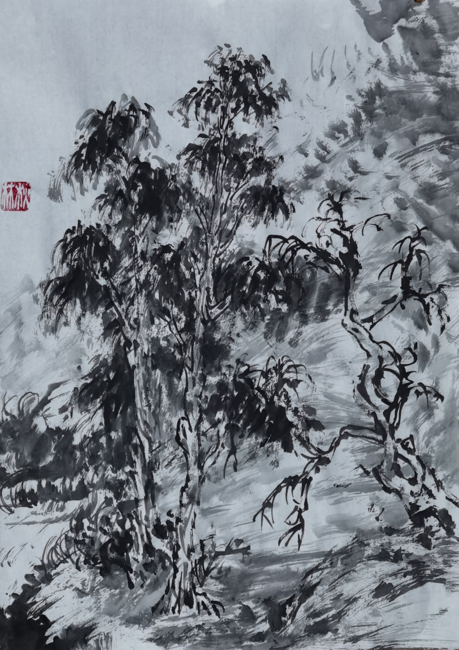 陈秋林仿宋元明清名家山水画树石法笔意(9)