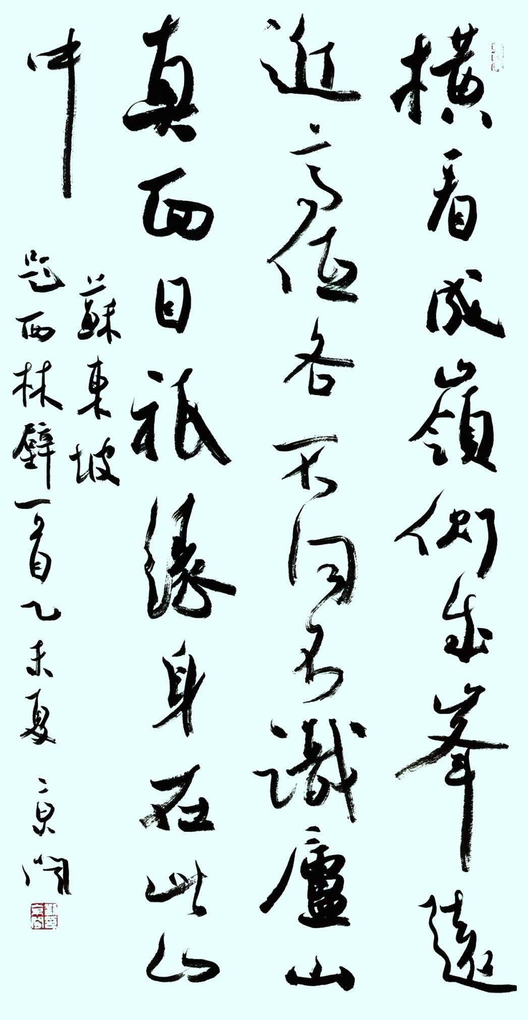 毛国典,尉天池,吴风银,崔寒柏,许金学写的苏轼《题西林壁》书法作品