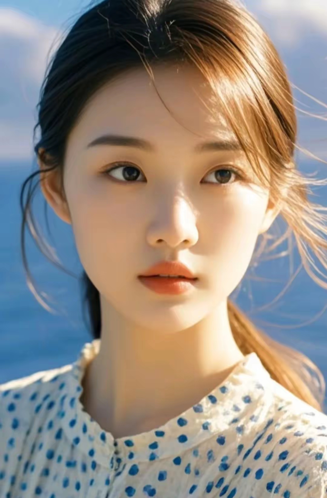 俊俏的脸庞,在夕阳余辉的映照下,白里透红,显得端庄秀丽娇艳