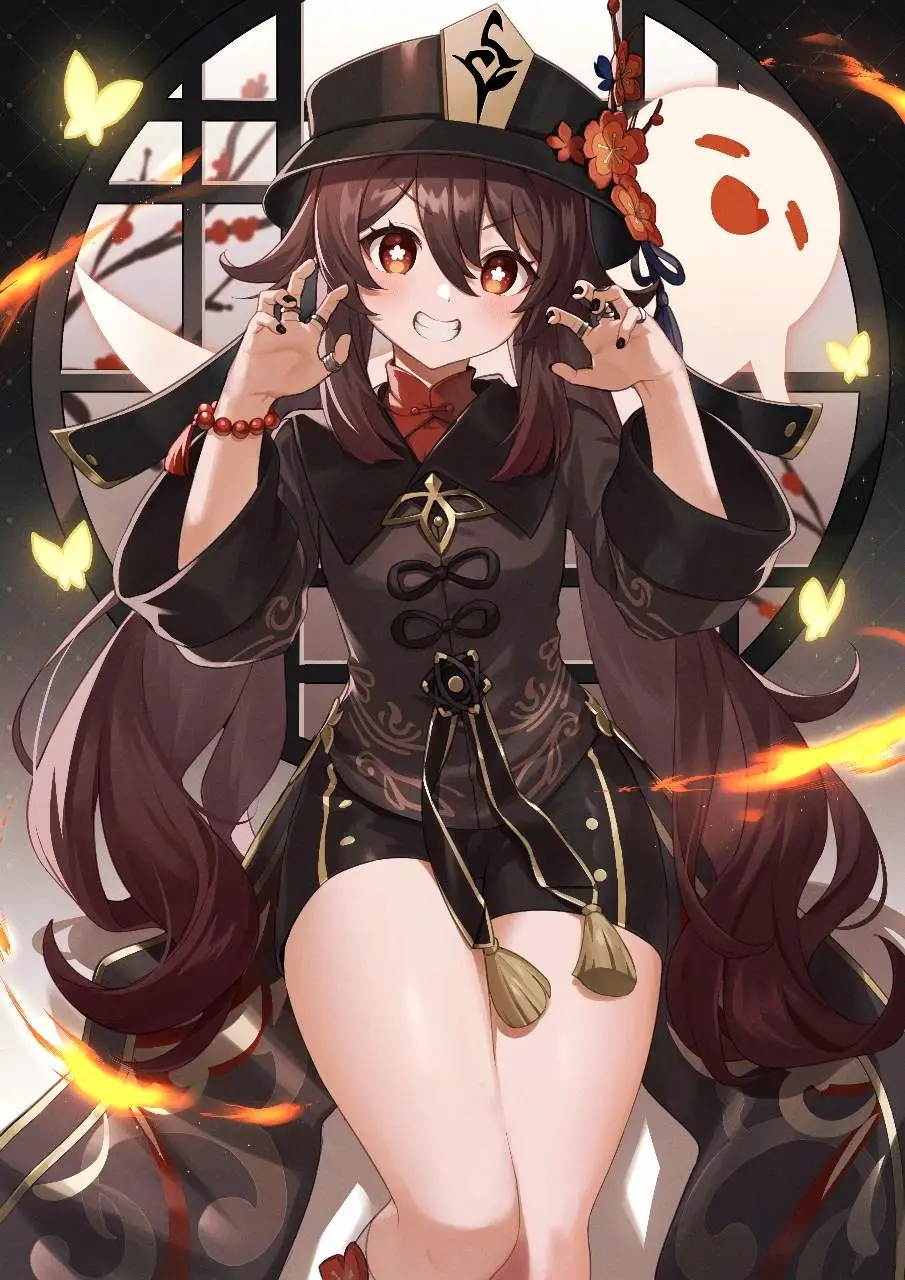 太阳出来我晒太阳,月亮出来我晒月亮喽#原神##原神胡桃#  #二次元美图