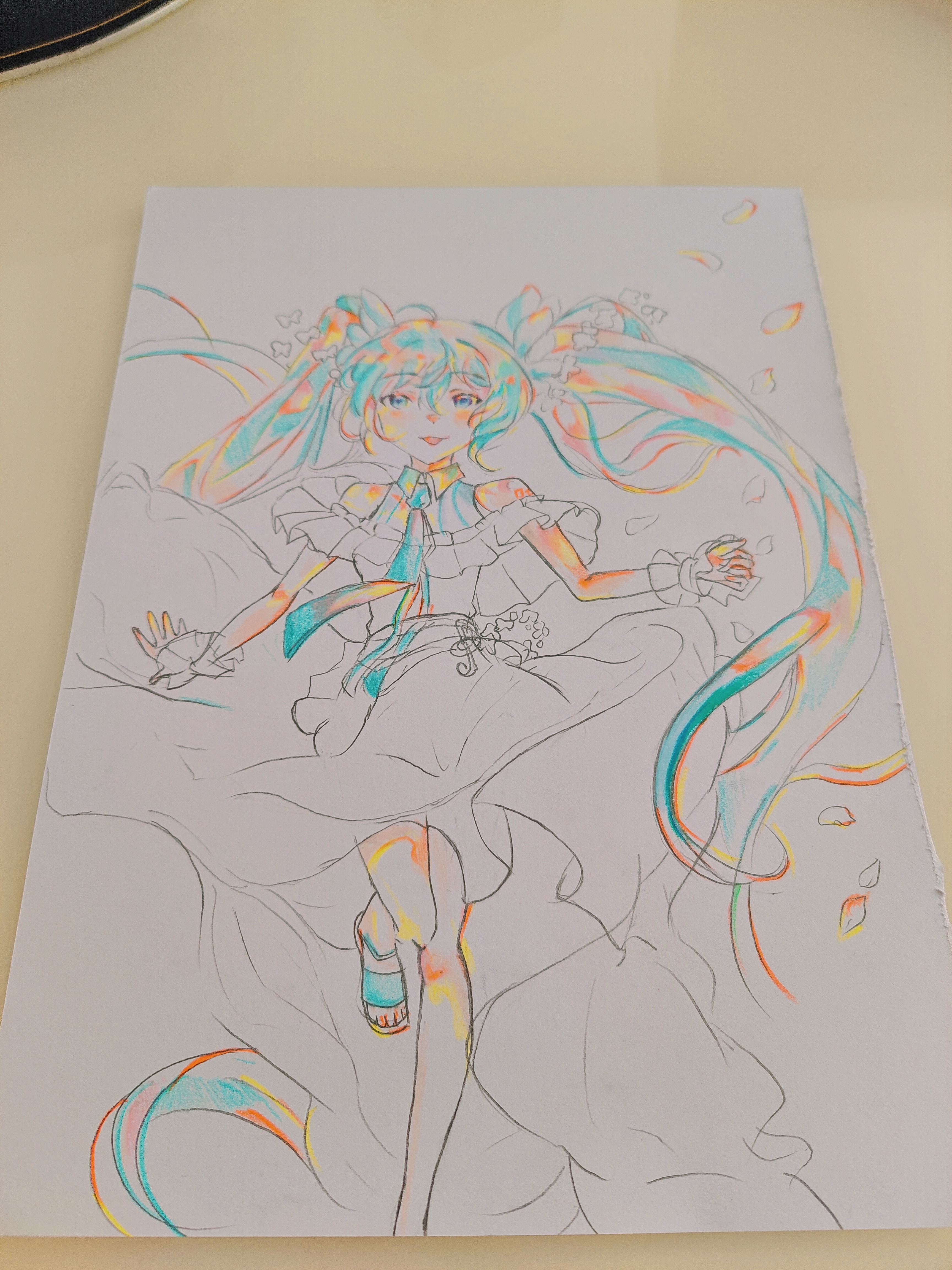 盘点一下我用彩铅画的音殿 初音未来   二次元  画画