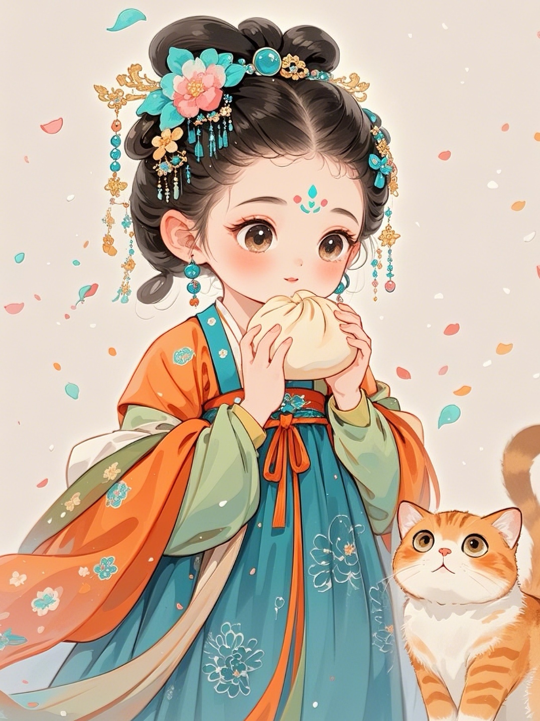 "古风小姐姐与萌猫的日常,真是治愈系满分!