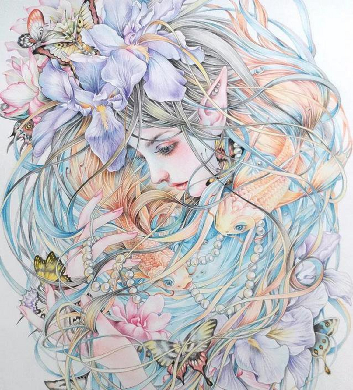 每天画一张画# 花了好长时间画的一张彩铅,超漂亮的一个小姐姐