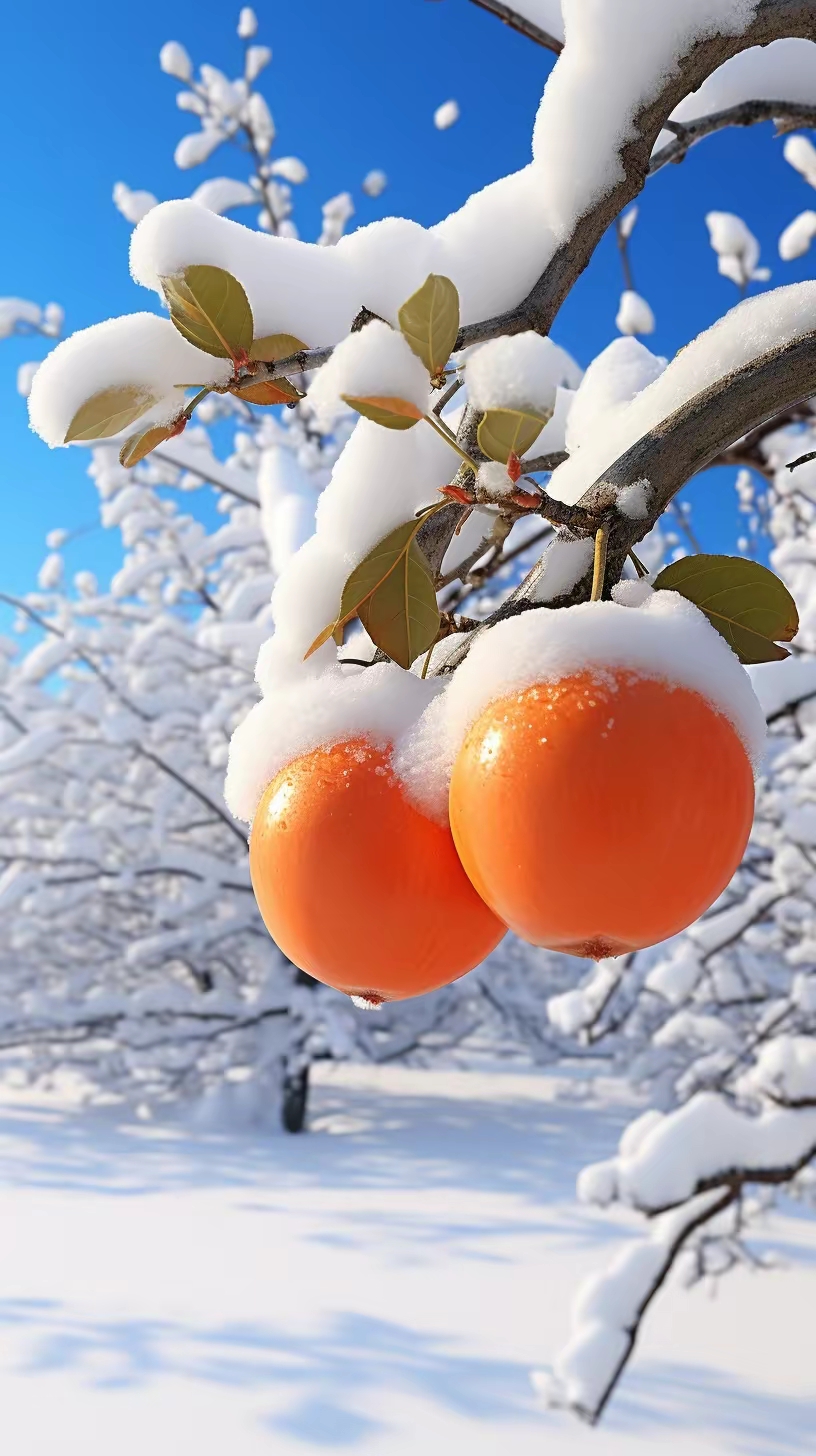 树上的雪融化了图片