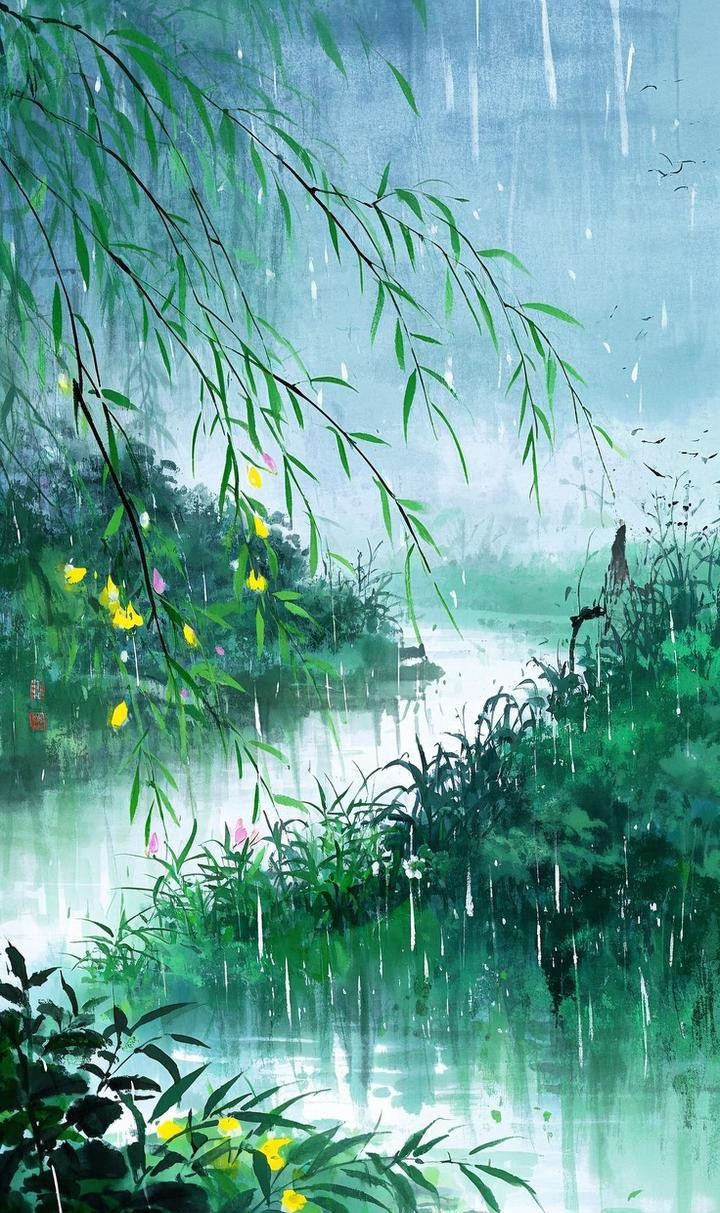 润了山川添翠色,芳草连天远