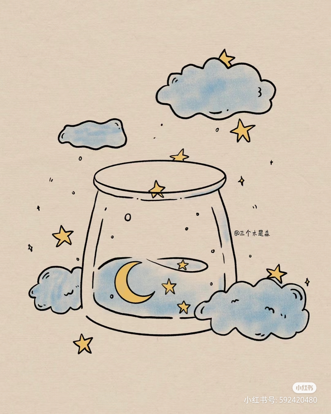 简单的星星瓶,快@你的好友来学习吧#手绘