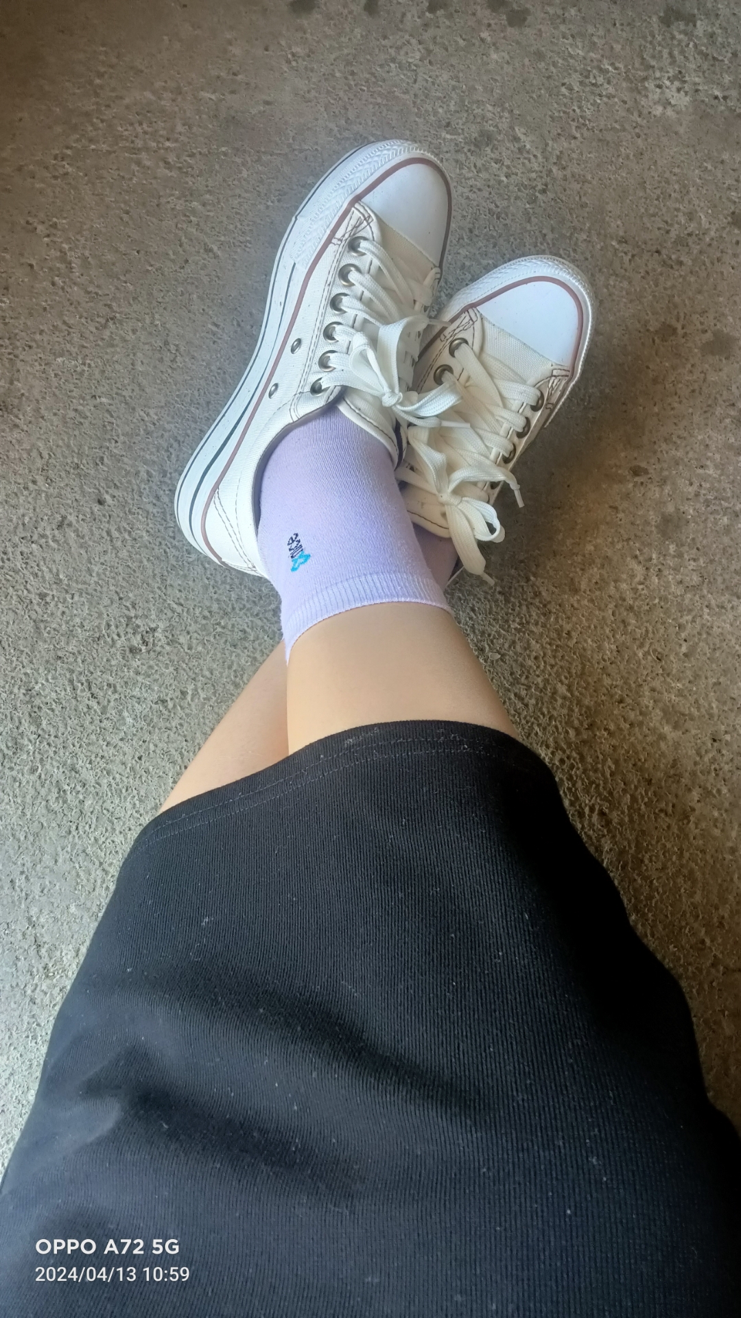 天气热帆布鞋配棉袜#肉色丝袜搭配