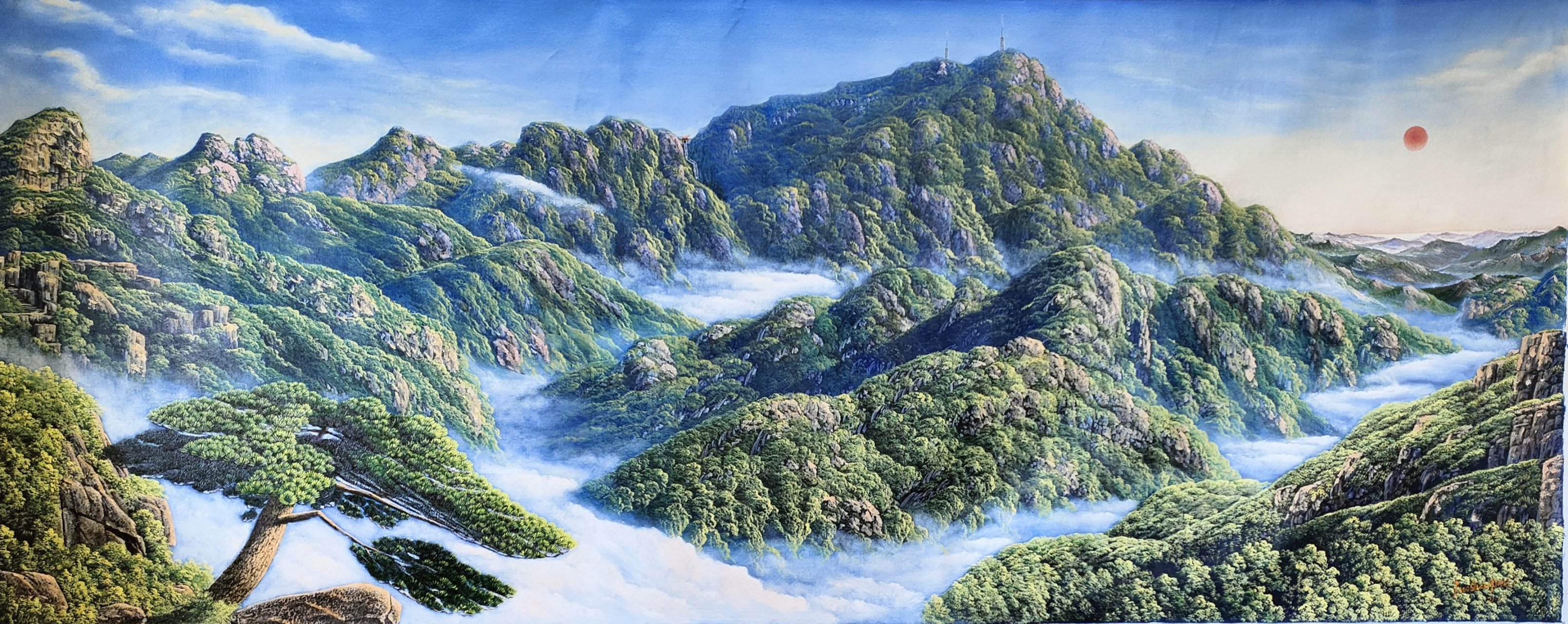 油画作品巜国泰·民安》,布幅310x130cm