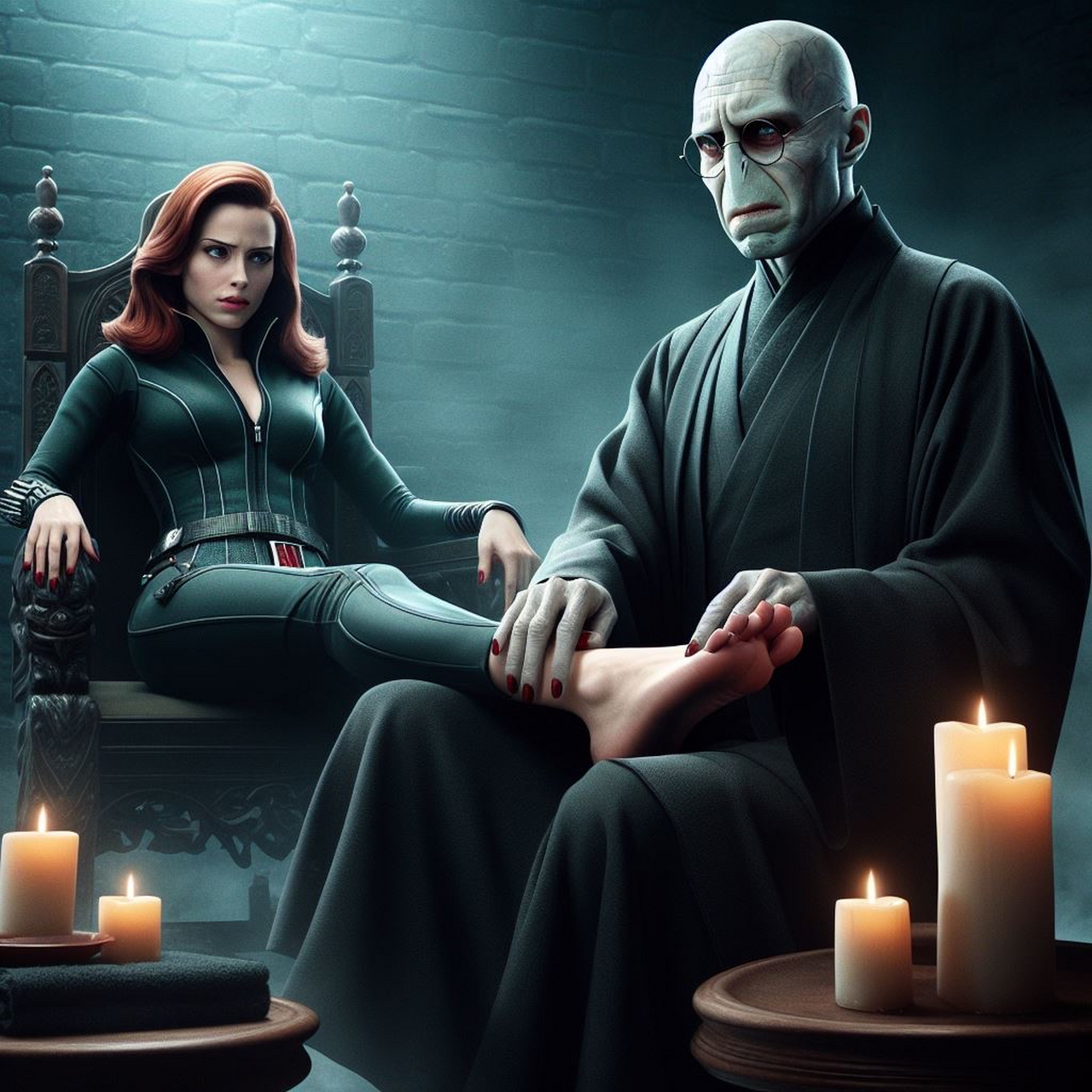 伏地魔帮黑寡妇捏脚,不知道这力度如何?#哈利波特