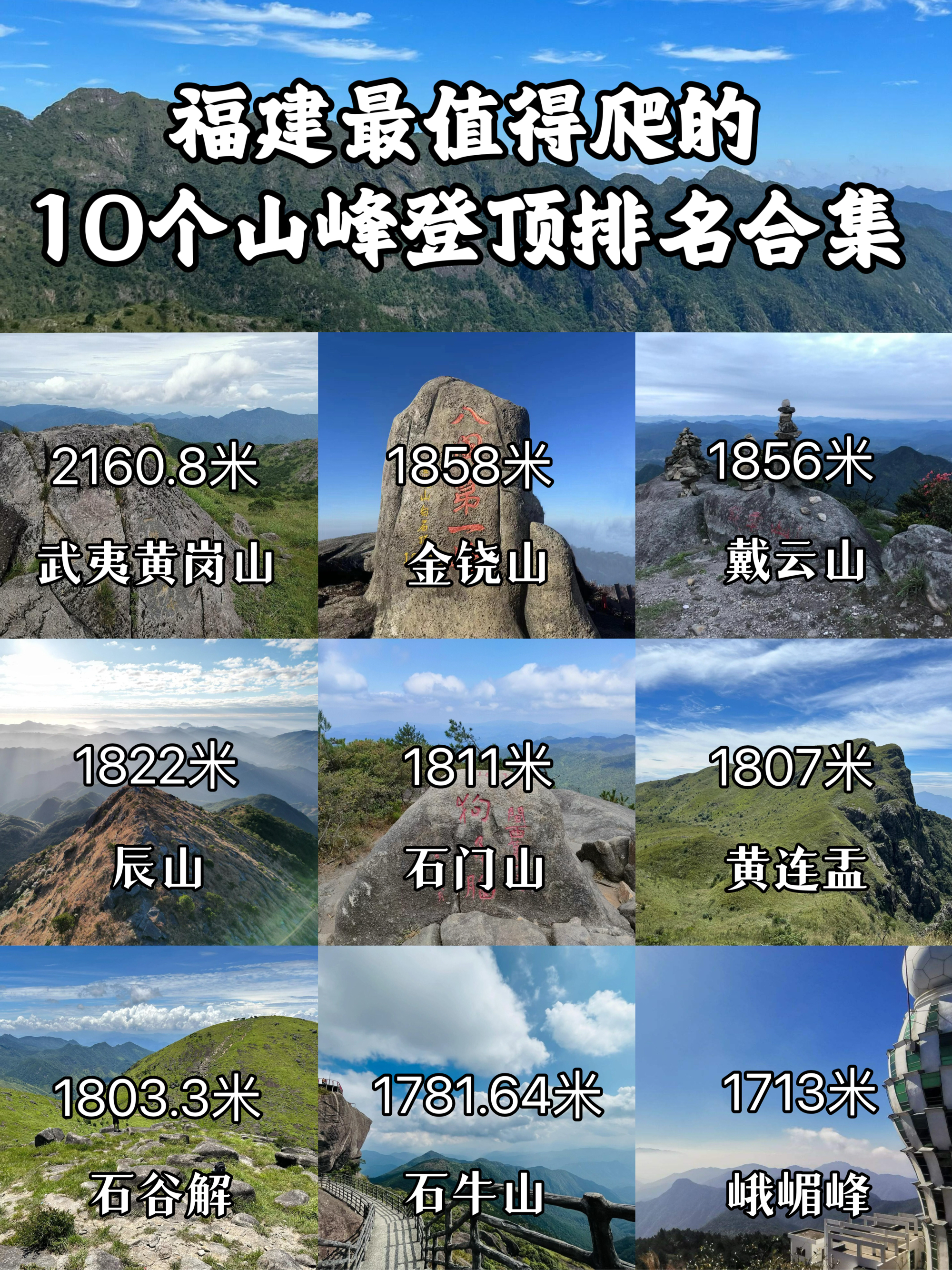 旅行的美好源自用心的感受每一天~  1,武夷黄岗山   海拔