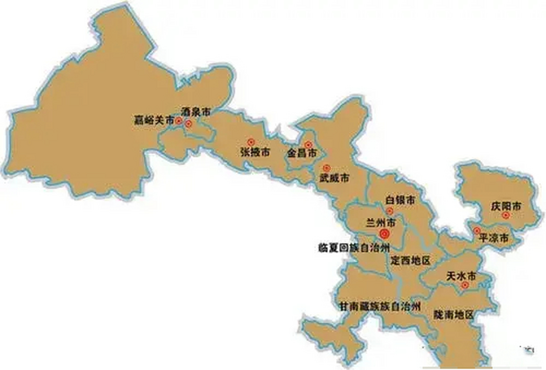 甘肃行政区划调整畅想 甘肃地理位置狭长,显得很多余,按很多人的理解