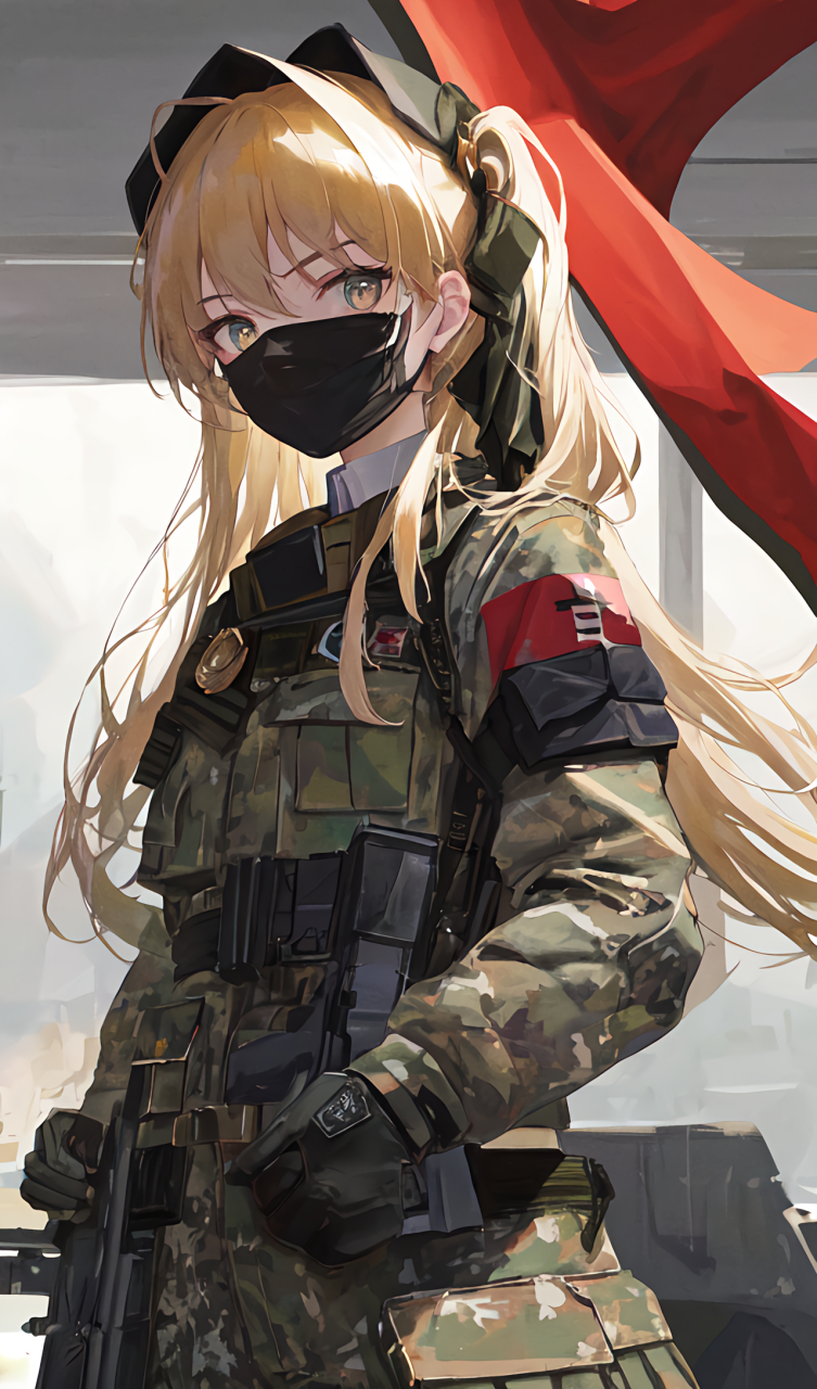 动漫头像和壁纸# #二次元专属交流地# 这位身穿迷彩军装,戴着黑色