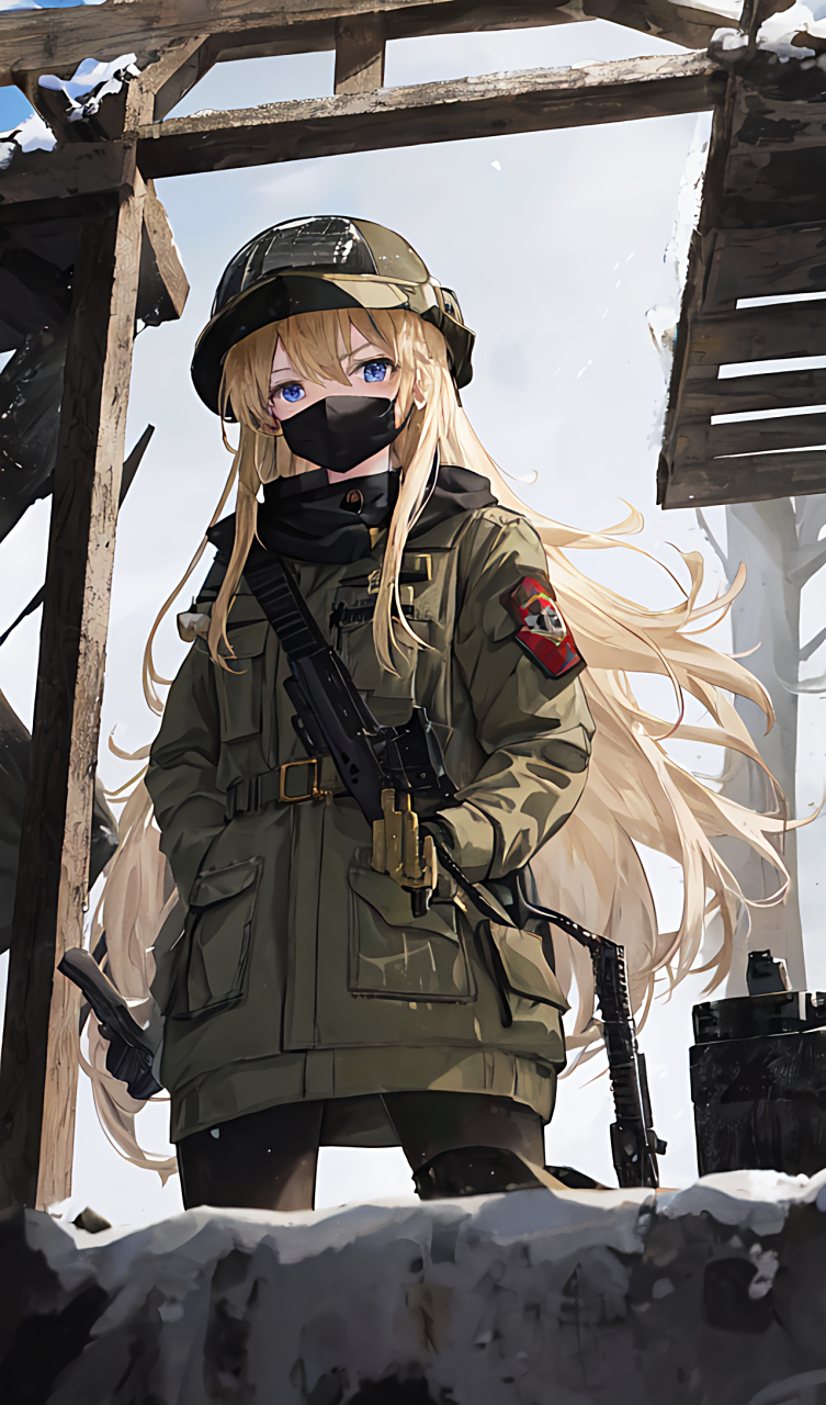 动漫头像和壁纸# #二次元专属交流地# 这位身穿迷彩军装,戴着黑色