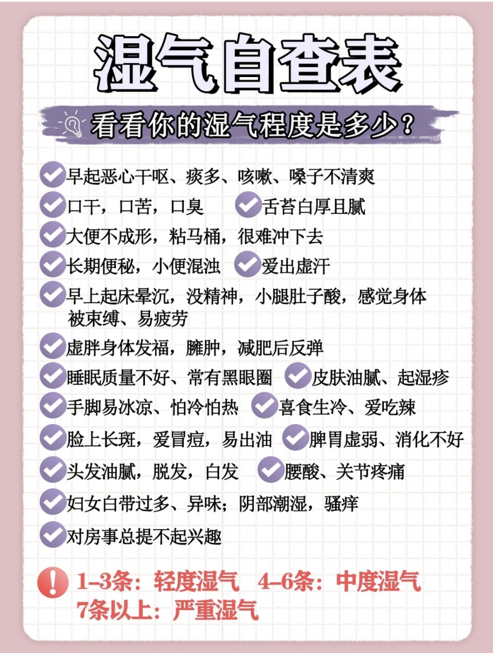 湿乃万病之源!寒湿?痰湿?湿热?五秒自测一下,你的湿气到了第几级!