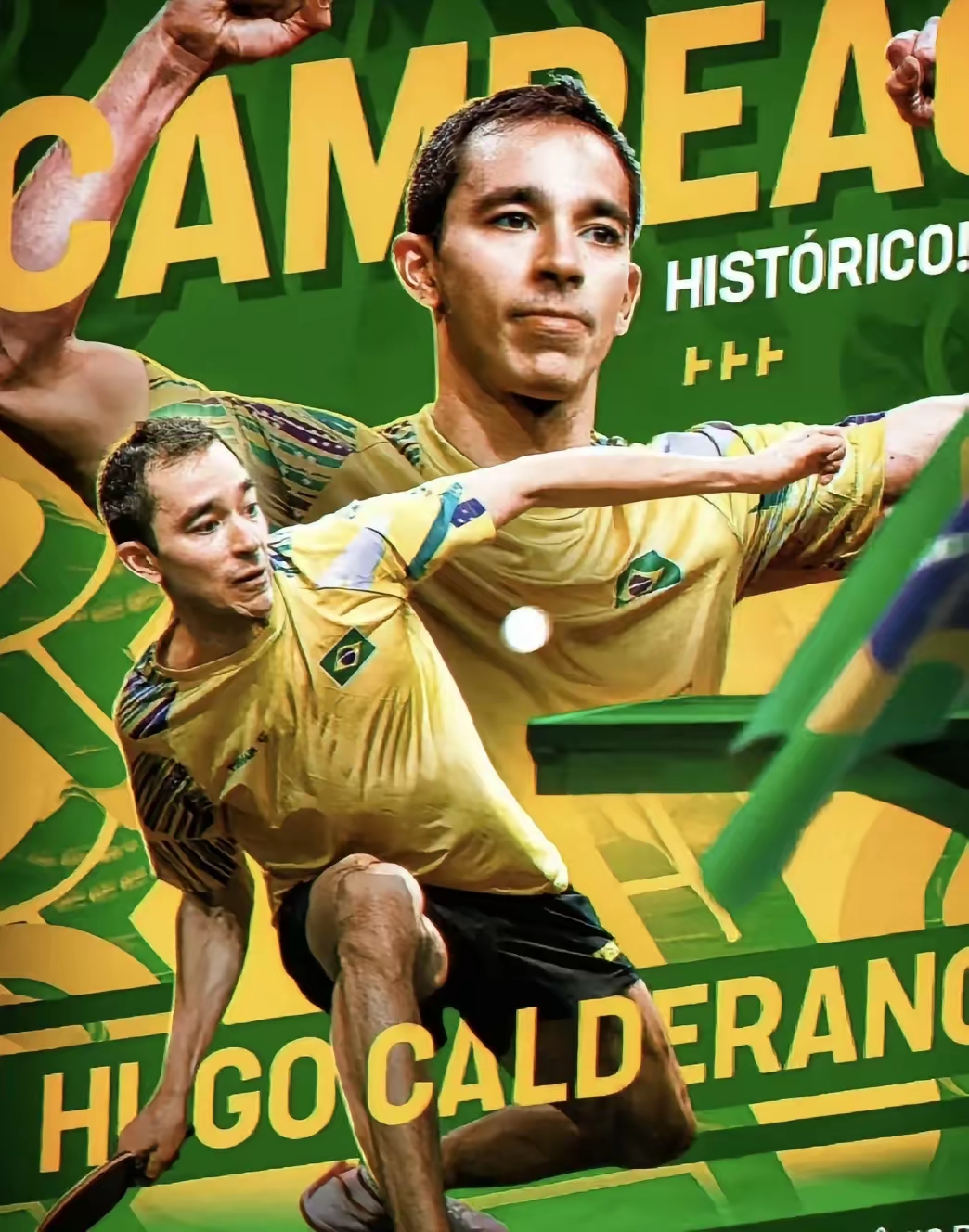 巴西乒协的速度太快了,立刻就做了各类雨果夺冠的宣传海报,最后一张