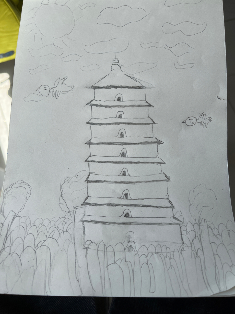 大雁塔素描画