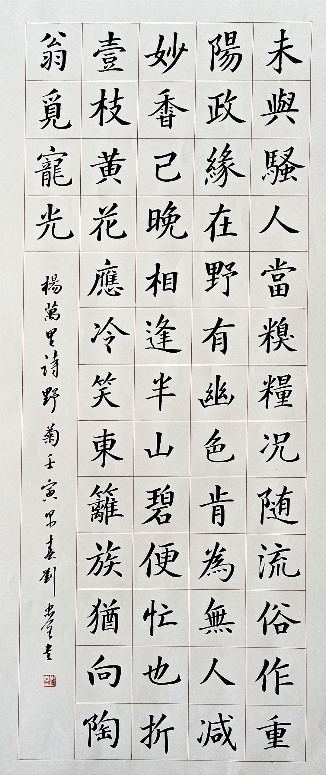 楷书条幅作品欣赏      杨万里诗野菊