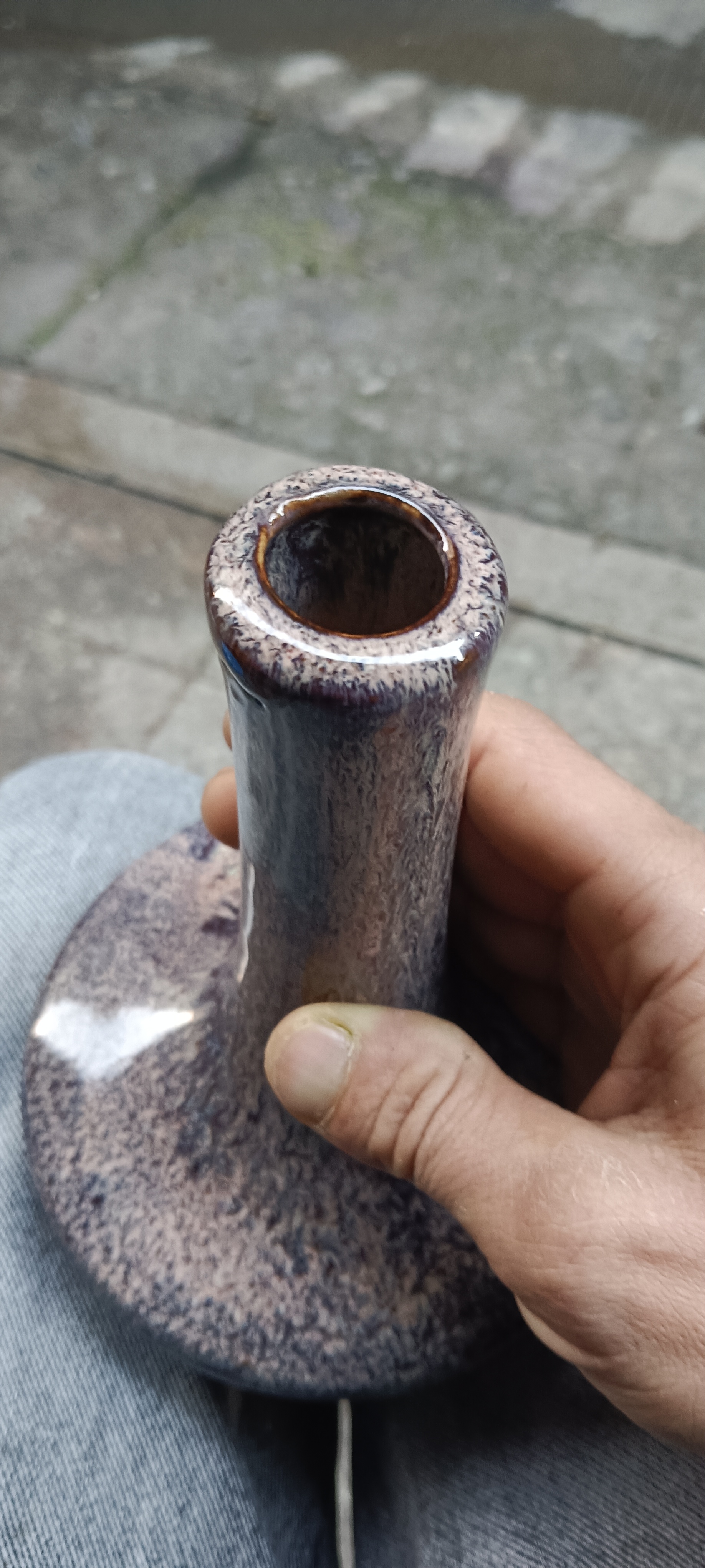 石湾窑窑变长颈小花瓶