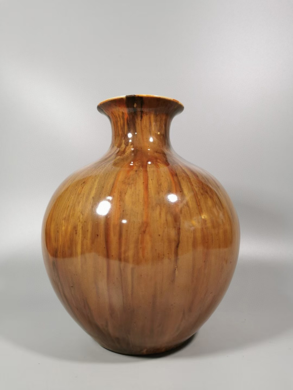 清中期木纹釉石榴尊