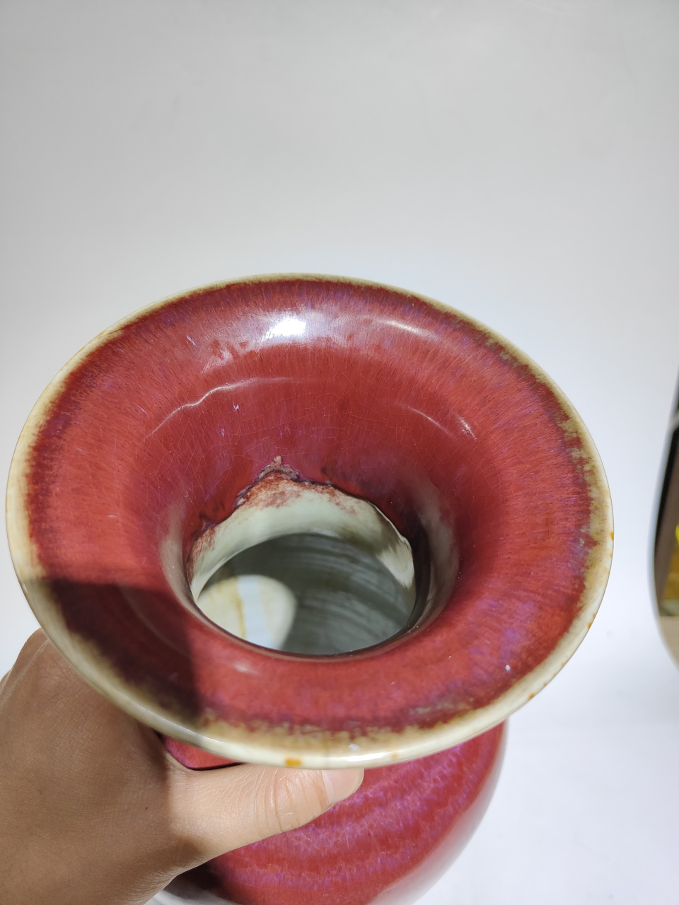 清中期霁红釉赏瓶