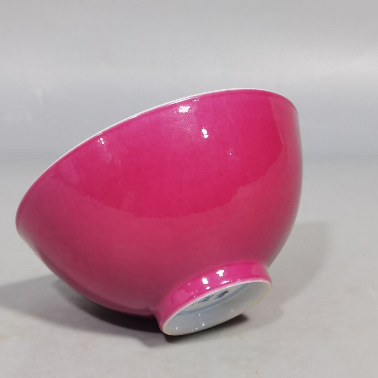 清早期胭脂红釉杯一对