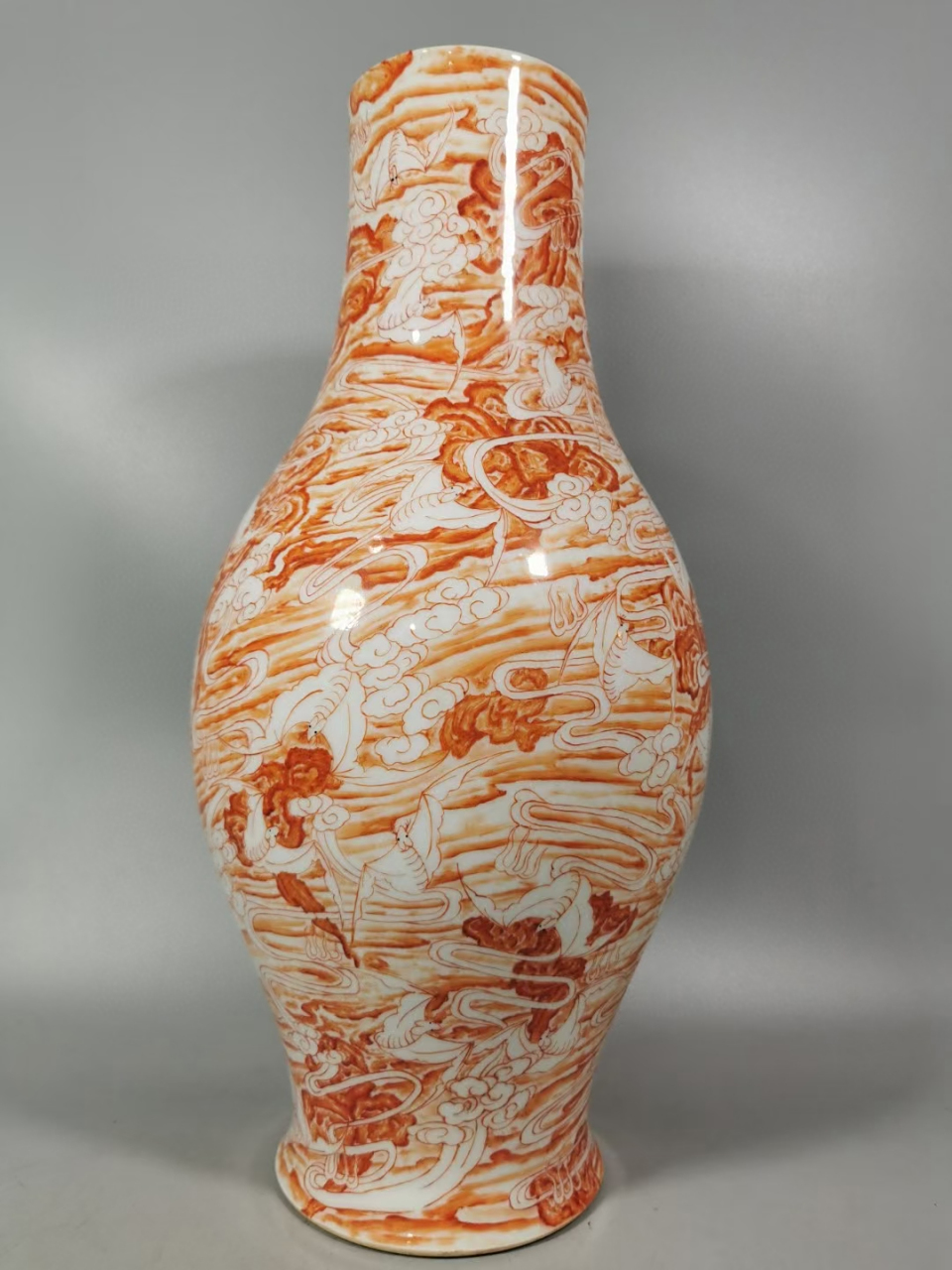 清中期矾红洪福齐天橄榄瓶