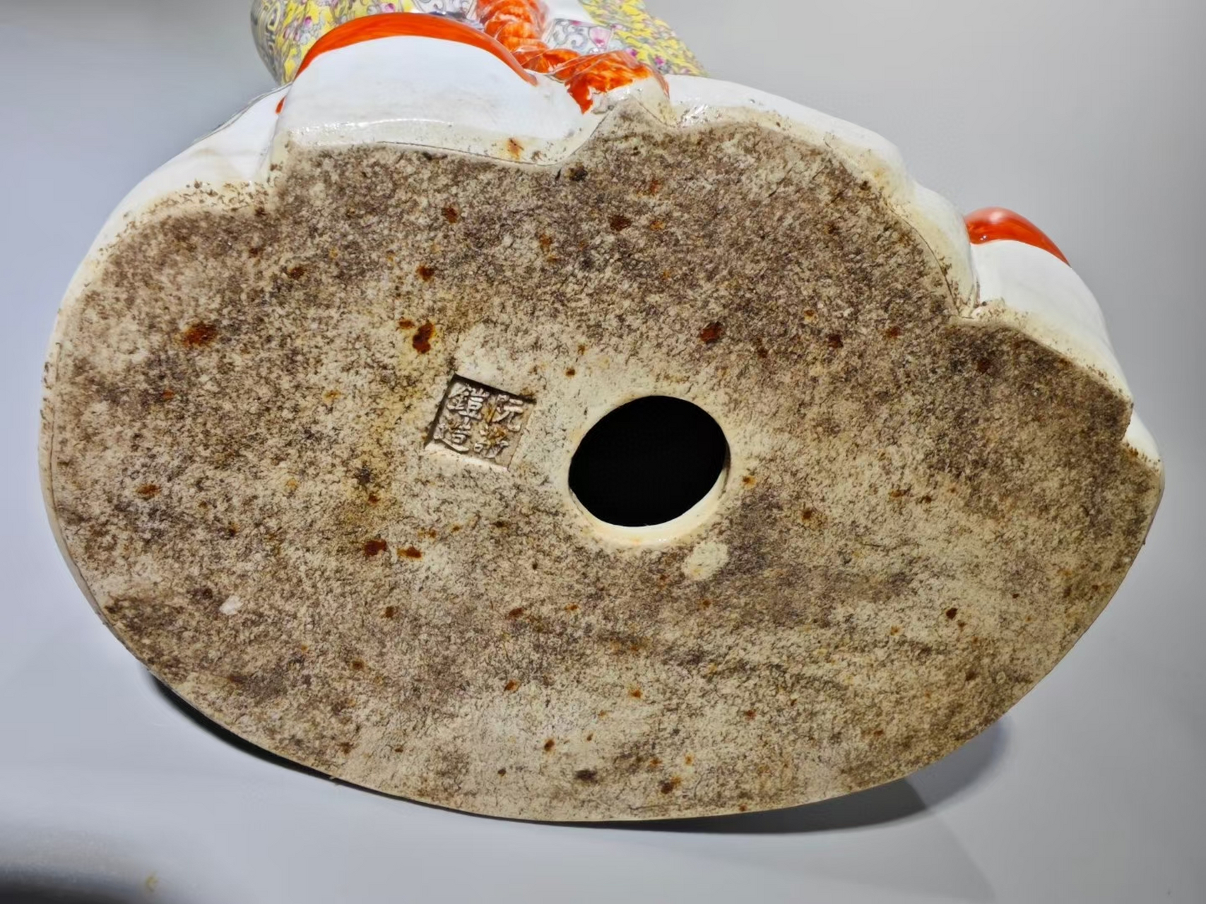 民国阮敬铠造,粉彩瓷雕福禄寿一套,高:67.5cm,宽:23.5cm