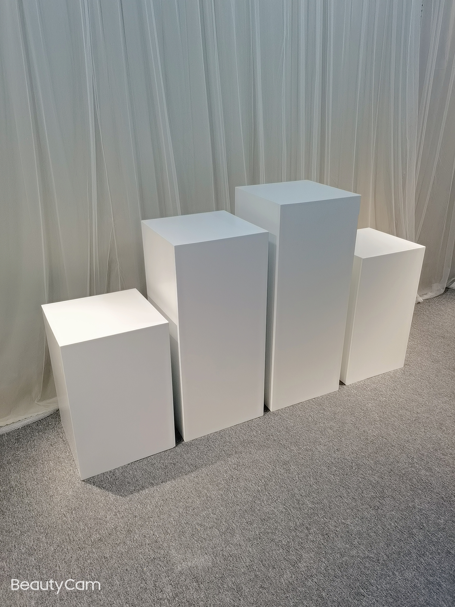 方形木质烤漆哑光白色展示台