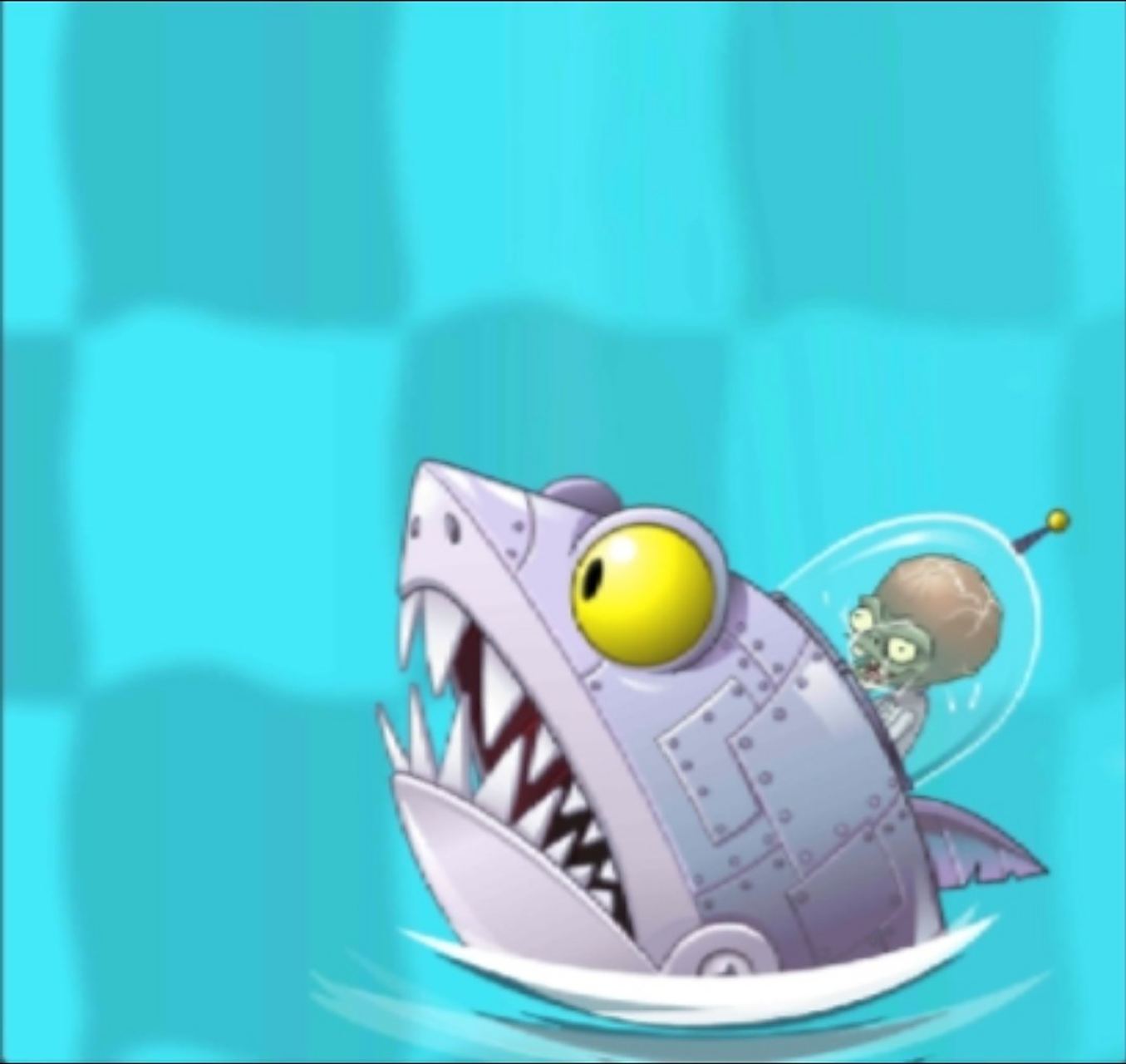 只有莲叶的话鲨鱼是不会咬的 技能二:把两排的植物和僵尸吸进嘴里嚼碎