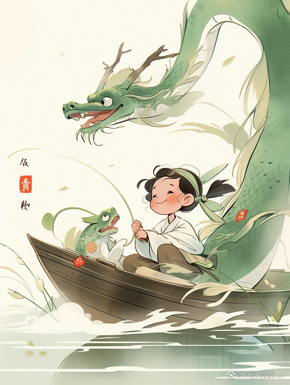 跟我一起来划龙舟过端午吧#端午节# #动漫