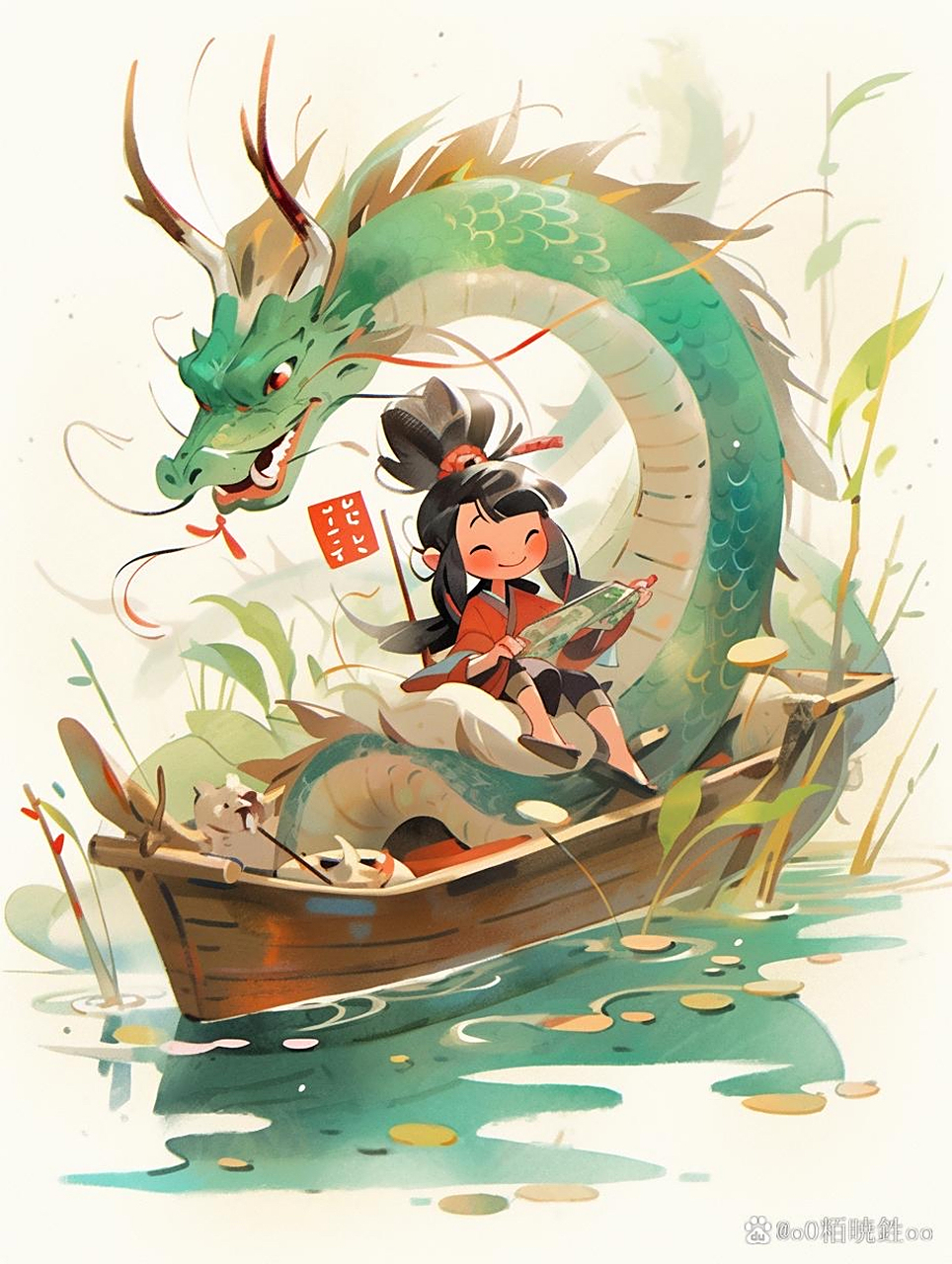 跟我一起来划龙舟过端午吧#端午节# #动漫