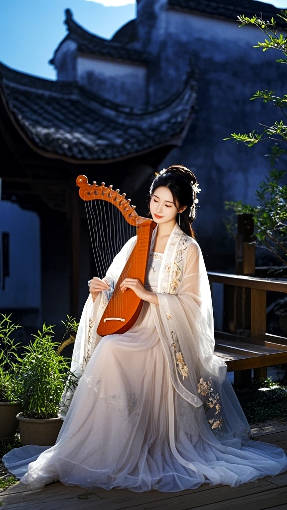 在古代绘画中,箜篌的形象往往线条优美,其外形与琴或瑟相近,多弦共用