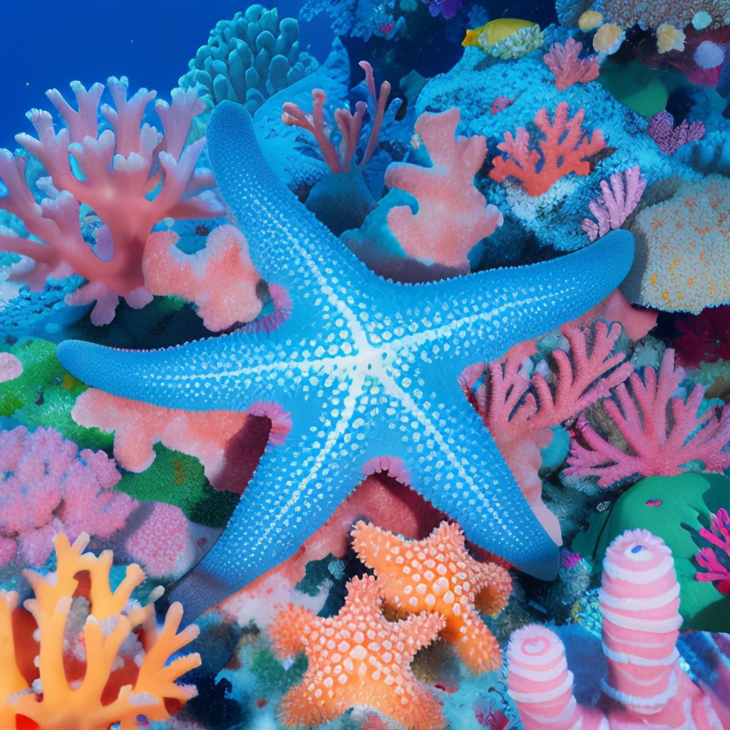 海底世界珊瑚鱼海星ai