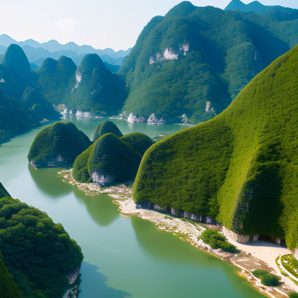 在桂林山水间,绿水青山如画卷,心旷神怡.