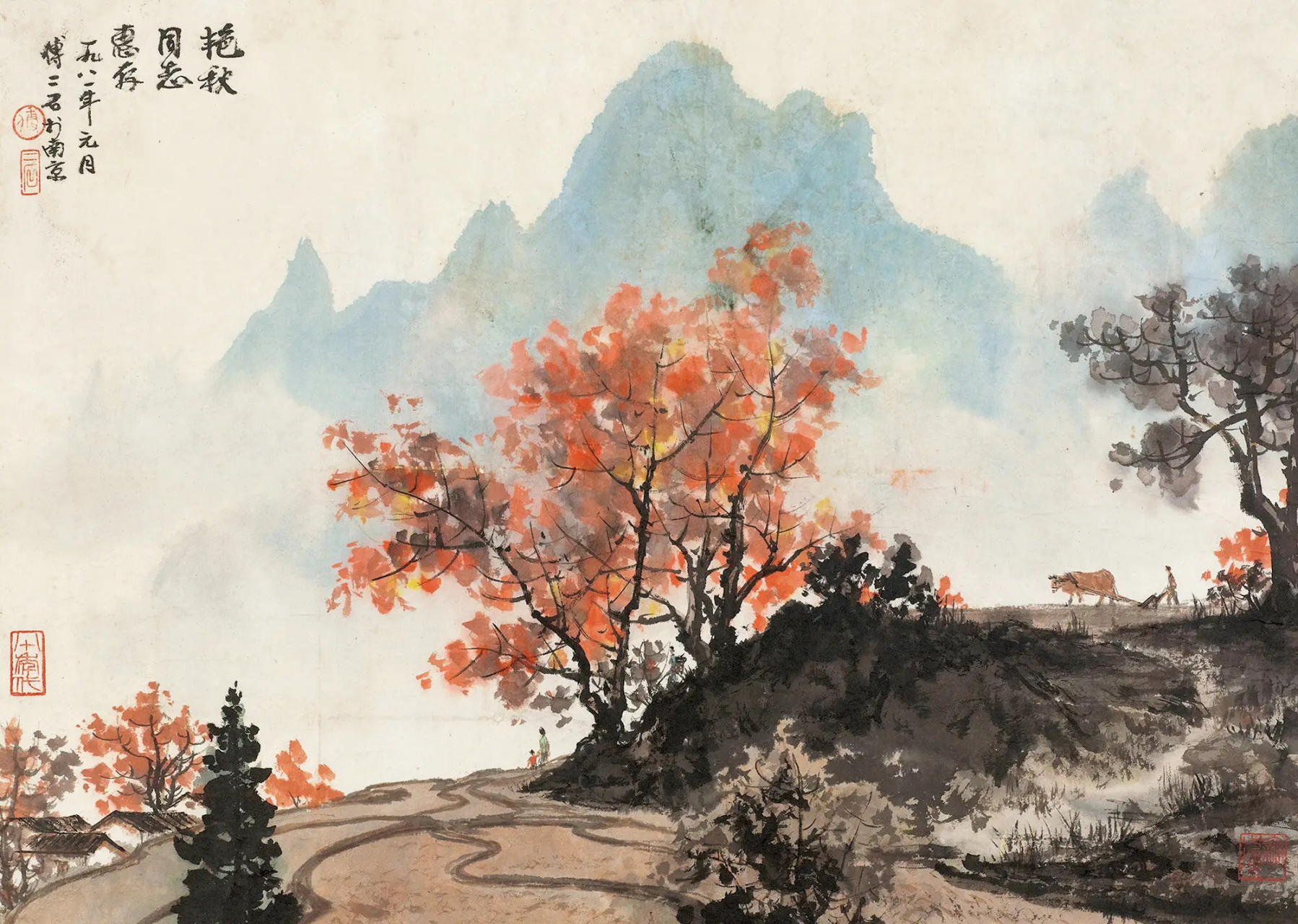 霜叶红于二月花,一幅幅秋意浓浓的国画作品,无不体现着作者的构思匠心