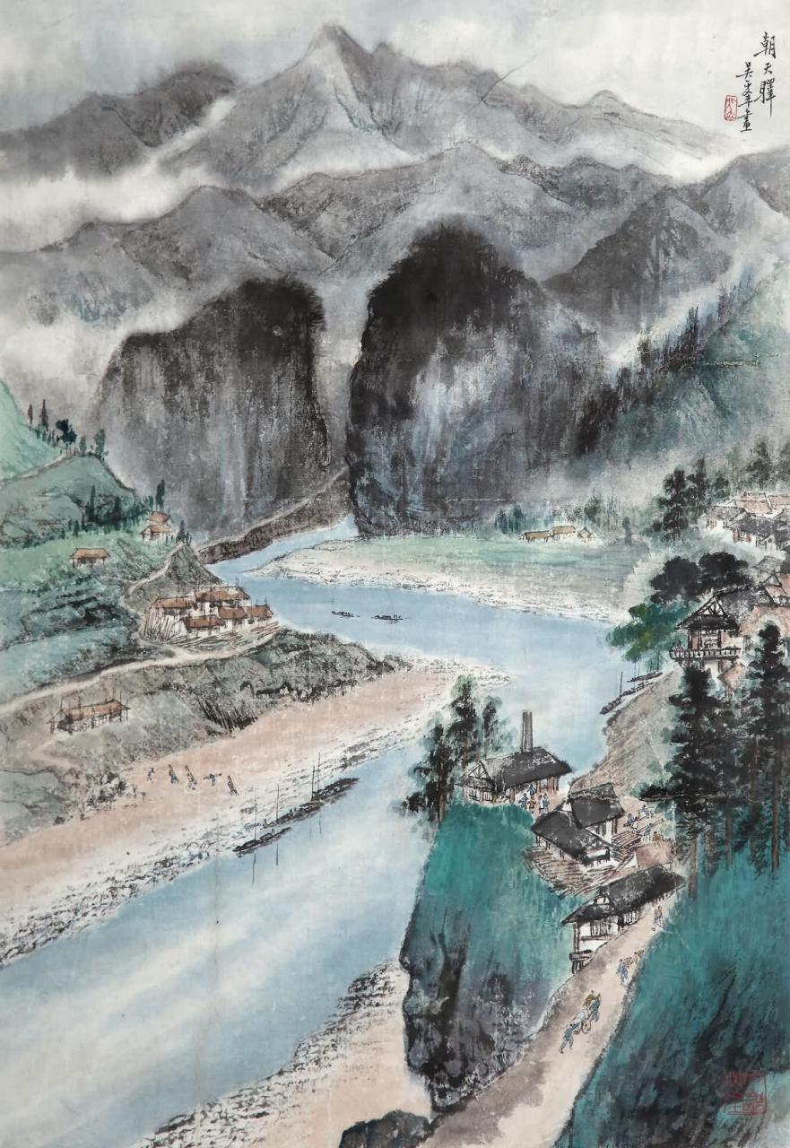 巴蜀名家,泼墨山水,江山如画,动人心弦. (作者:吴一峰,岑学恭)