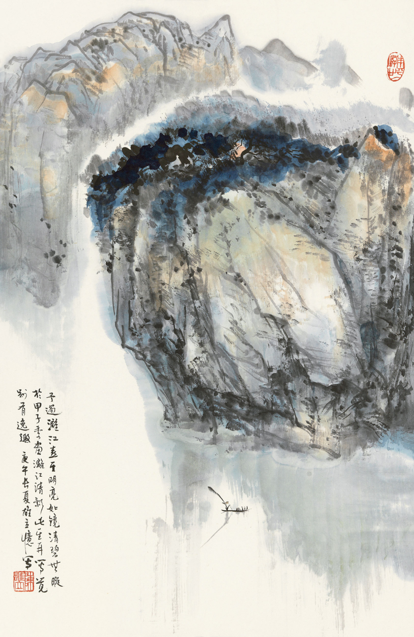 图一,陈雄立《漓江山水》 图二,赵云壑《浮峦暖翠图》 图三,朱屺瞻