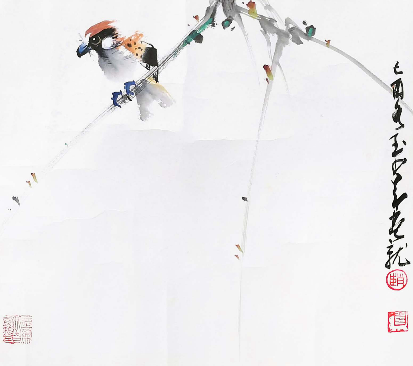 欣赏一组花鸟鱼虫国画,作品让人仿佛置身大自然之中一样,生机勃勃,花