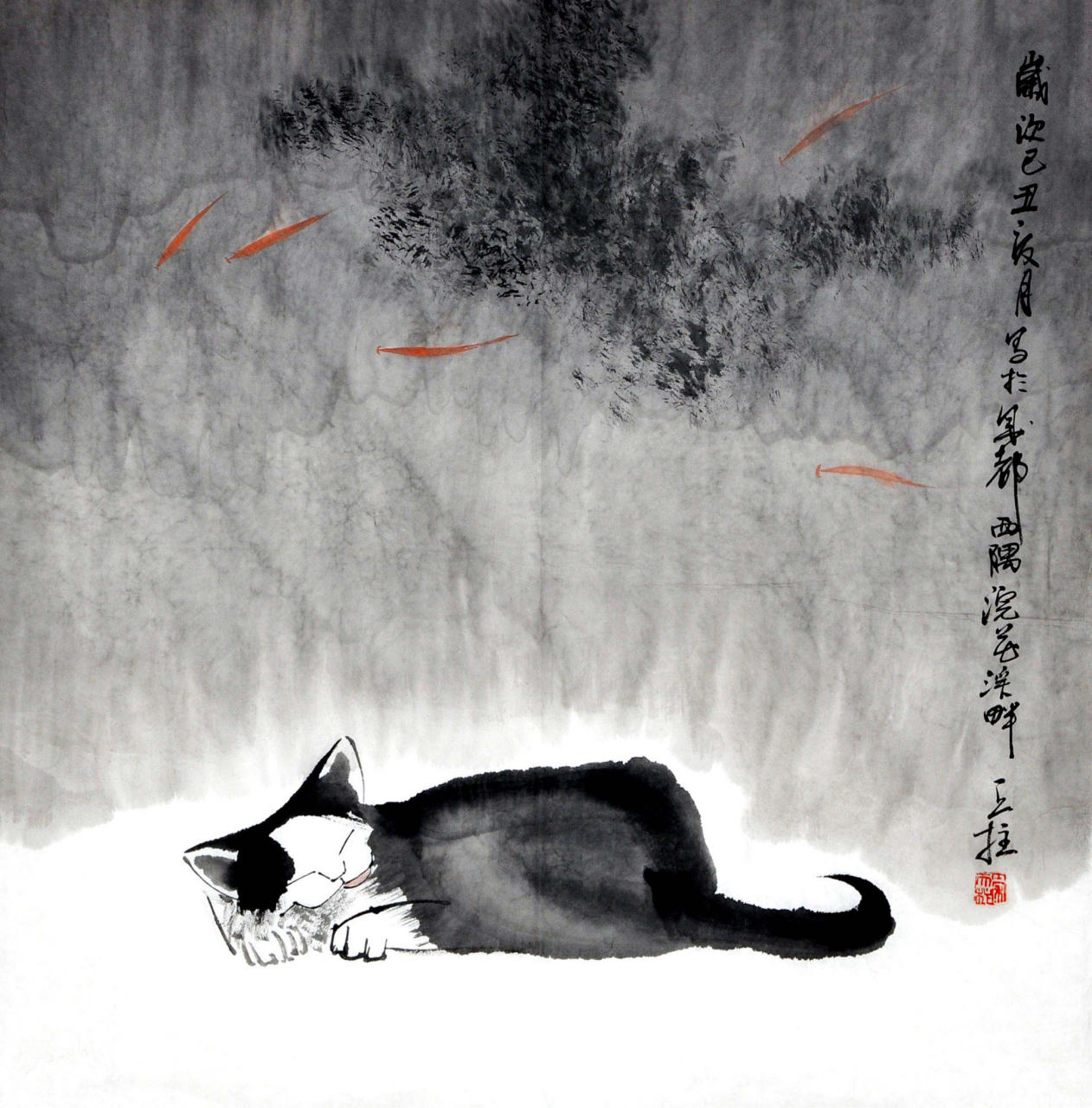 分享一组动物国画作品欣赏,猫咪乖巧可爱,骏马英姿勃发,小驴悠闲自在