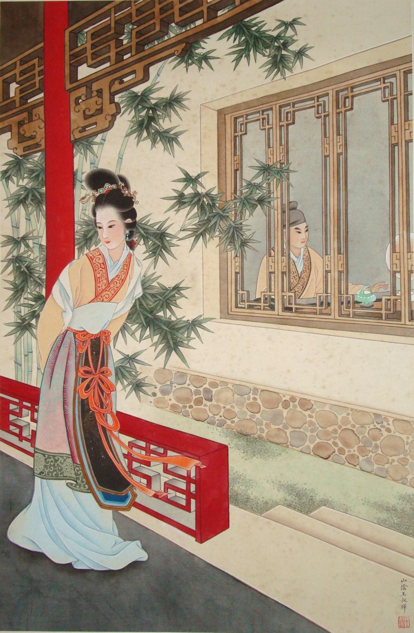 精选一组名家国画仕女图,衣带飘飘,婀娜多姿,仪态优雅(作者依次为